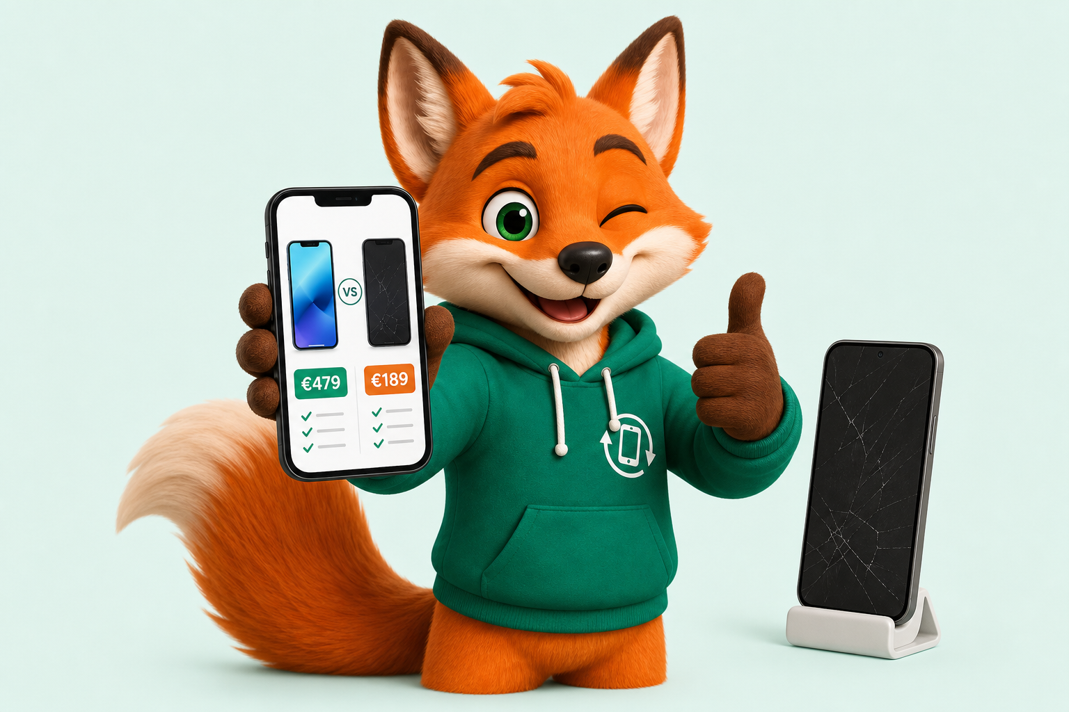Fox, mascotte de rachat-telephone.com — Prêt à comparer en toute simplicité ?